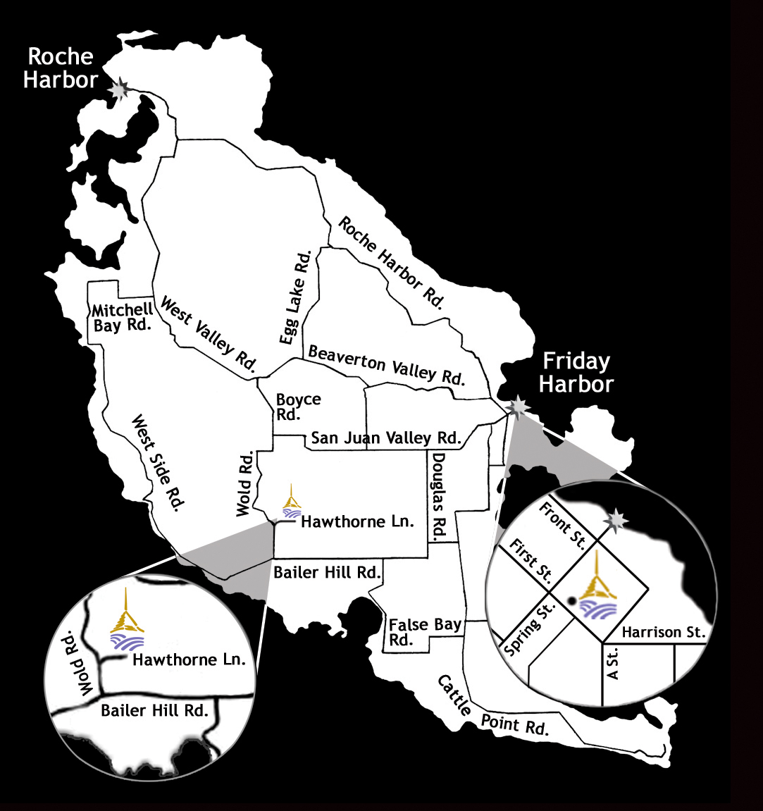 Map of San Juan Island to Pelindaba Lavender Farm